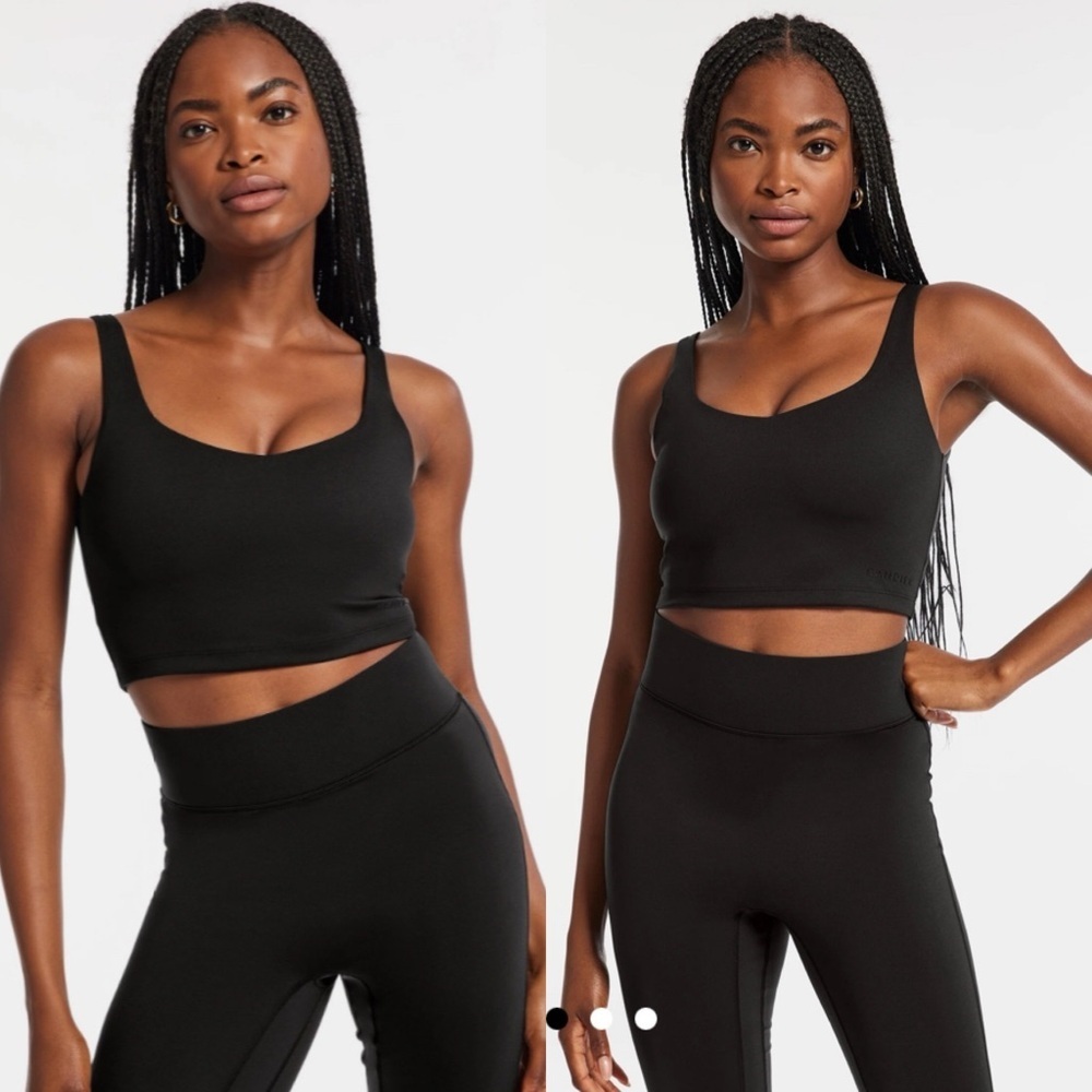 NWT Bandier V-Neck Tempo Crop Bra in Black Size Small